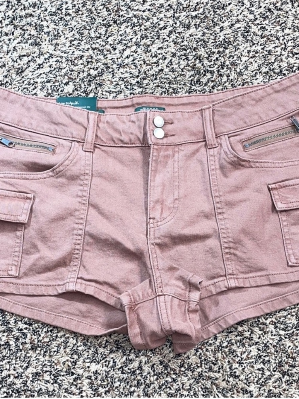 Wild Fable Y2K Utility Low Rise Women’s Denim Shorts L Mauve Brown NWT